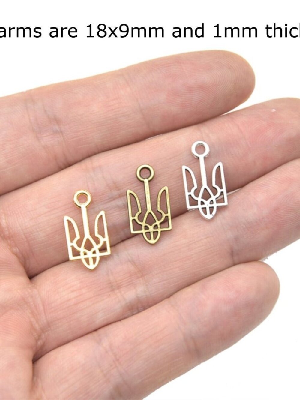 Ukrainian Trident National Symbol Antique Bronze Slava Ukraini Charms 4 pcs - Picture 3 of 3